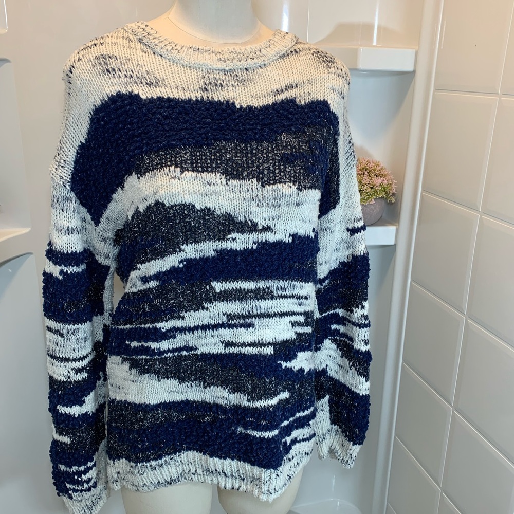 Mango Casual Oversized Chunky Mixed Knit Sweater